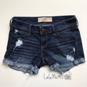 Hollister Low Rise Midi Denim Jeans Distressed Shorts size 1 waist 25 1/25